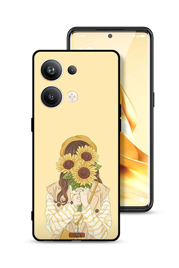 غطاء حماية لهاتف Oppo Reno9 Pro Plus 5G بغطاء وجه مزين برسومات عباد الشمس