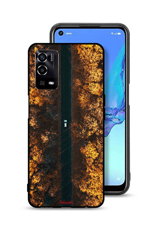 غطاء حماية لهاتف Oppo A55 4G بتصميم طريق في أشجار الخريف