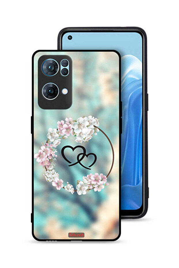 غطاء حماية لهاتف Oppo Reno7 Pro 5G بتصميم قلوب في فن الخاتم
