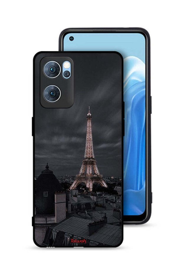 غطاء حماية لهاتف Oppo Reno7 5G بتصميم برج إيفل في الليل
