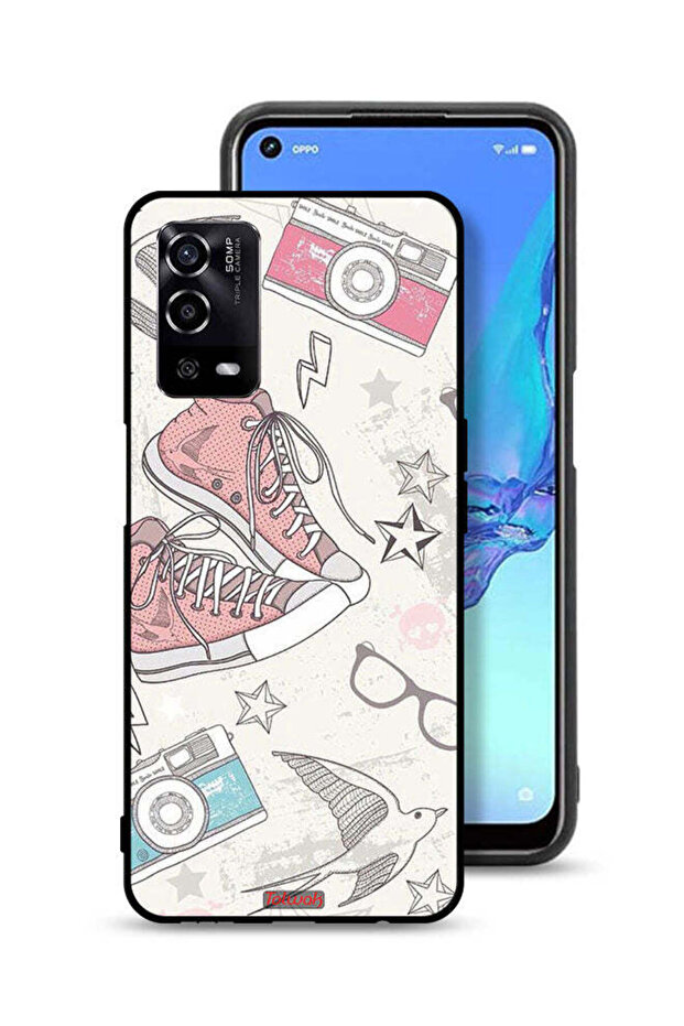 Oppo A55 4G Protective Case Cover Canva Shoes And Camera Art