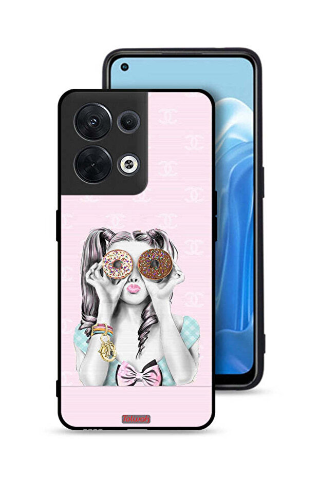 غطاء حماية لهاتف Oppo Reno8 5G يحمل قطعتين من الدونات