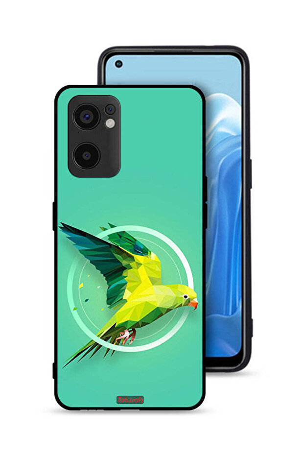 غطاء حماية لهاتف Oppo Reno7 SE 5G بتصميم فن تجريدي ببغاء
