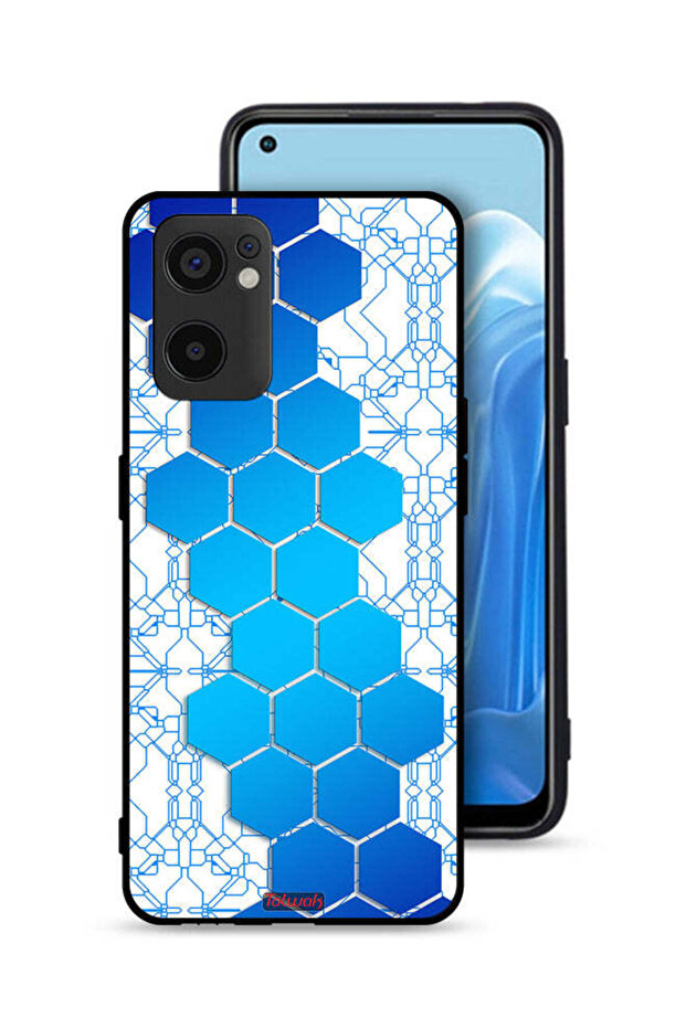 غطاء حماية لهاتف Oppo Reno7 SE 5G بنمط شبكة أيقونات سداسية الأضلاع