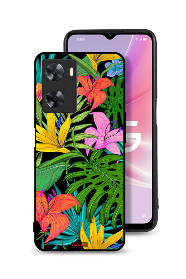 Oppo A77s Protective Case Cover Pattern Tropical Flowers Leaves