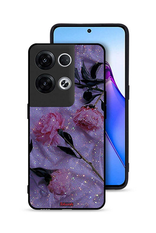 غطاء حماية لهاتف Oppo Reno8 Pro Plus 5G بنقشة ورود لامعة