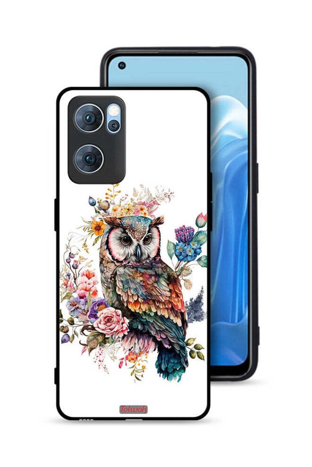 غطاء حماية لهاتف Oppo Reno7 5G بتصميم بومة فنية تجريدية