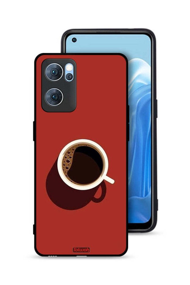 غطاء حماية لهاتف Oppo Reno7 5G بتصميم فنجان قهوة