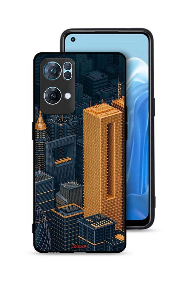 غطاء حماية لهاتف Oppo Reno7 Pro 5G برسومات مباني فنية