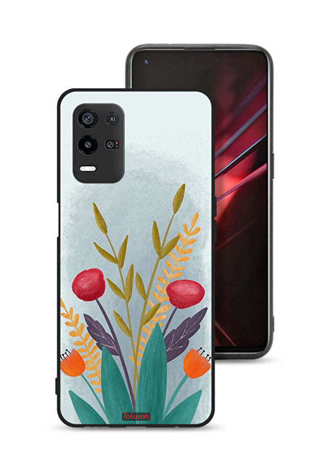 غطاء حماية لهاتف Oppo K9x برسومات نباتية