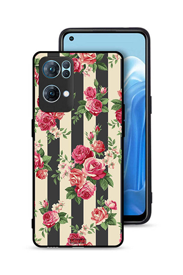 غطاء حماية لهاتف Oppo Reno7 Pro 5G بنقشة الورود - 1