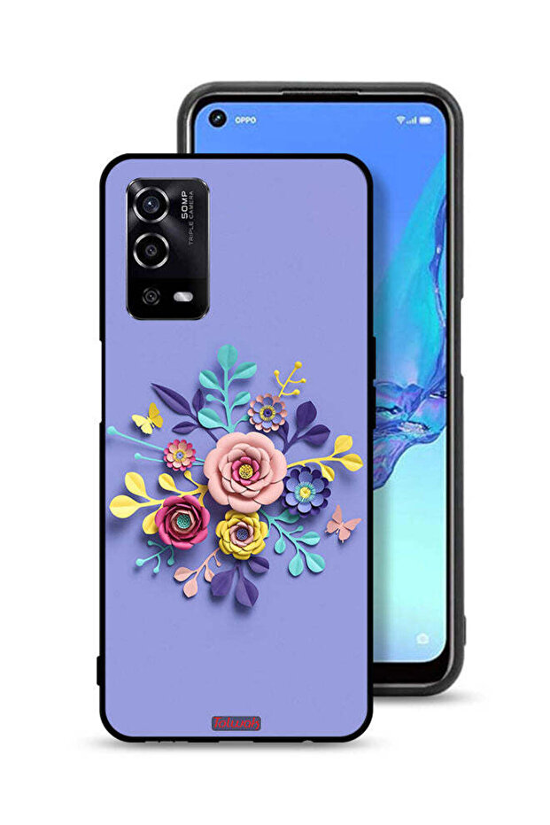 غطاء حماية لهاتف Oppo A55 4G برسومات زهور فنية