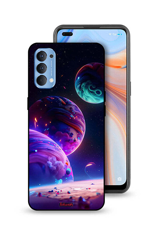 غطاء حماية لهاتف Oppo Reno4 4G بنقشة كوكبية