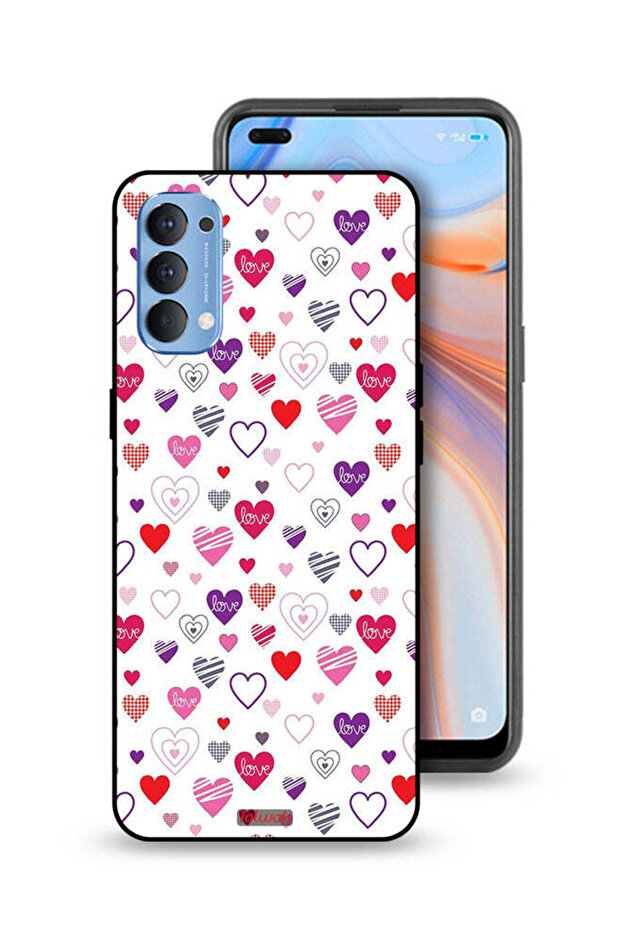 غطاء حماية لهاتف Oppo Reno4 4G بنقشة قلوب