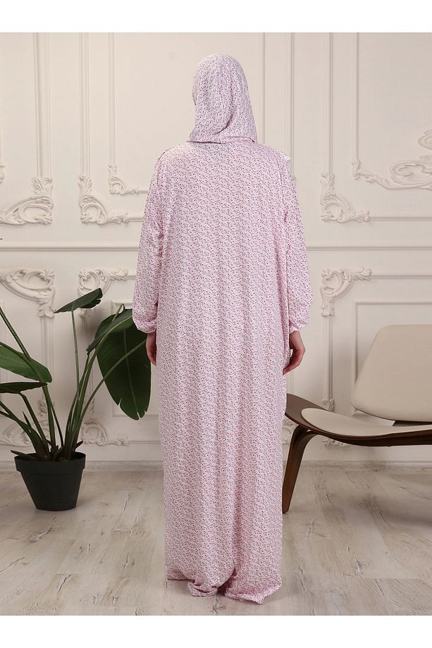 %100 Pamuk Tek Parça Başörtülü Namaz Elbisesi - 5