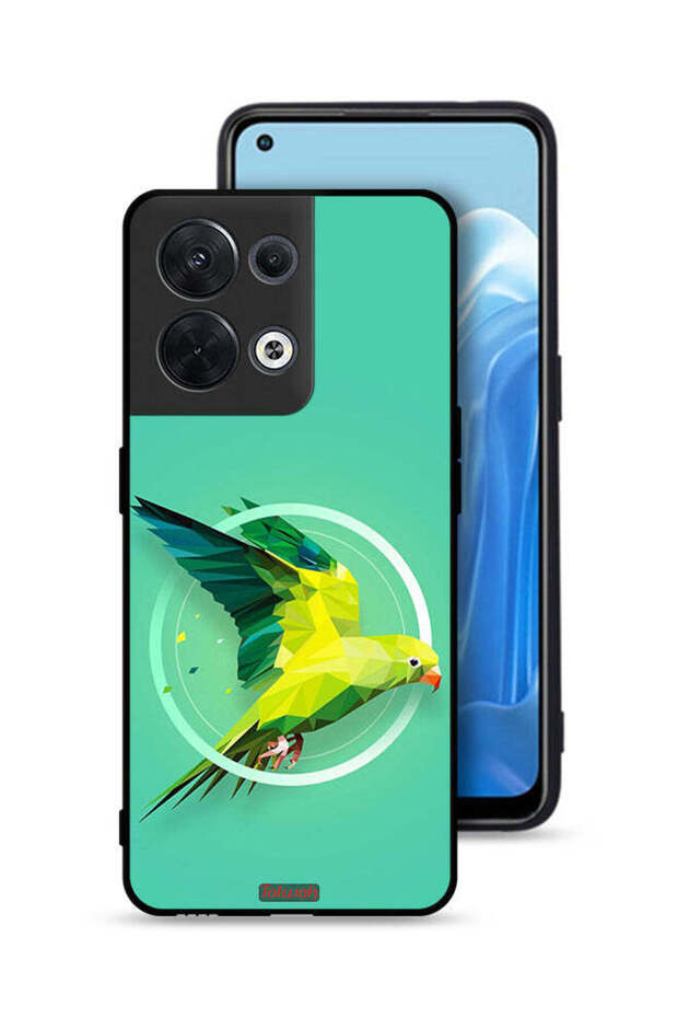 غطاء حماية لهاتف Oppo Reno8 5G بتصميم فن تجريدي ببغاء