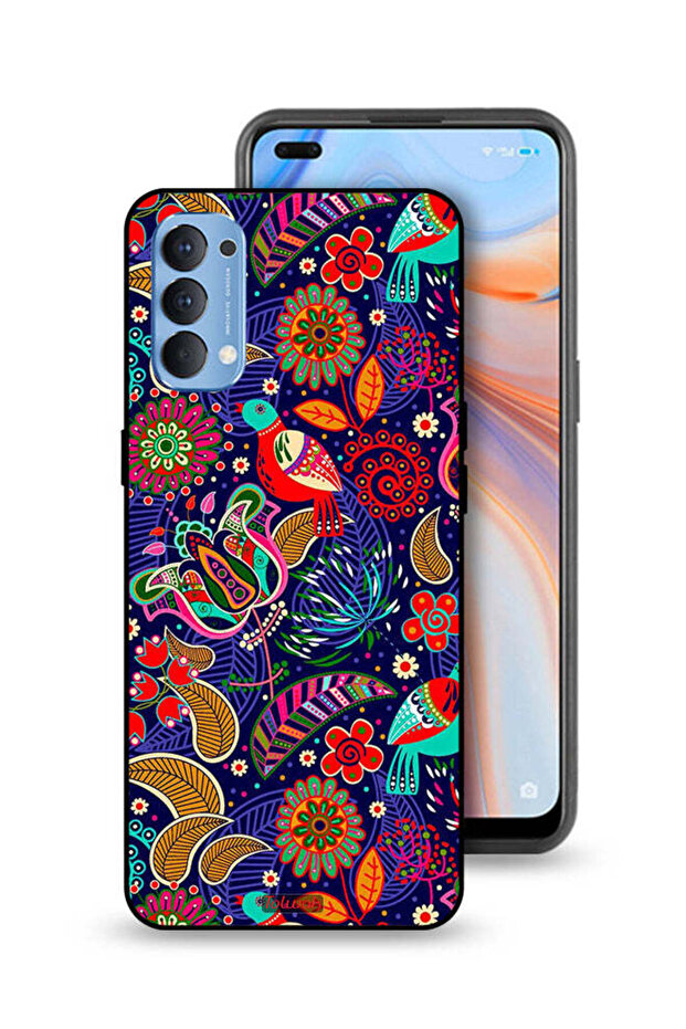 غطاء حماية لهاتف Oppo Reno4 4G بنقشة طيور وزهور
