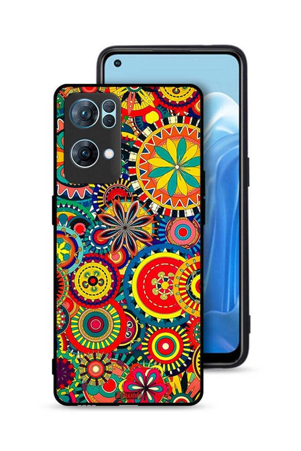 غطاء حماية لهاتف Oppo Reno7 Pro 5G بنمط ماندالا ملون
