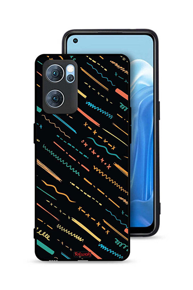 غطاء حماية لهاتف Oppo Reno7 5G بنمط خطوط X مجردة - 1