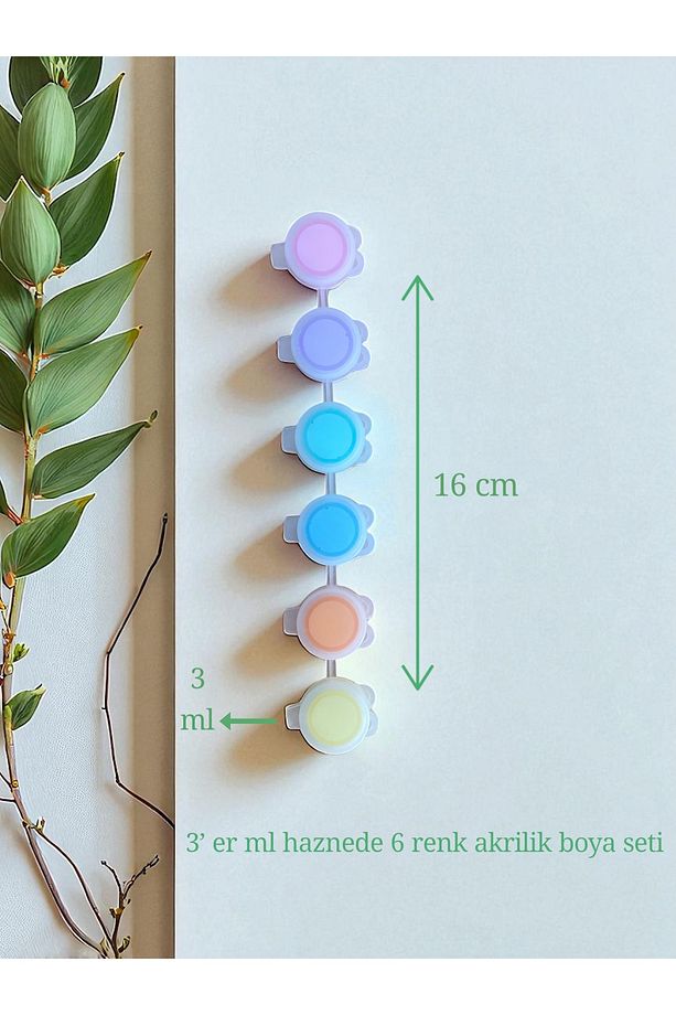 Akrilik Boya Çocuk Boyama Tuval Boyama (3'er ml Hazneli 6'lı Akrilik Boya Seti) ÖZEL PASTEL RENKLER - 2