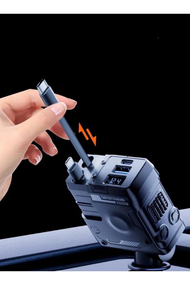 66W Dijital Ekran Usb C Type-C Araç Şarj Aleti 4'ü 1 Arada Araç Çakmaklık Hızlı Şarj - 1