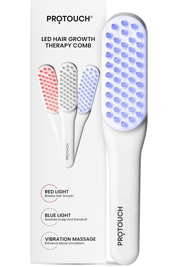 LED Hair Therapy Comb with Red & Blue LED light scalp treatment & vibration massage | Hair