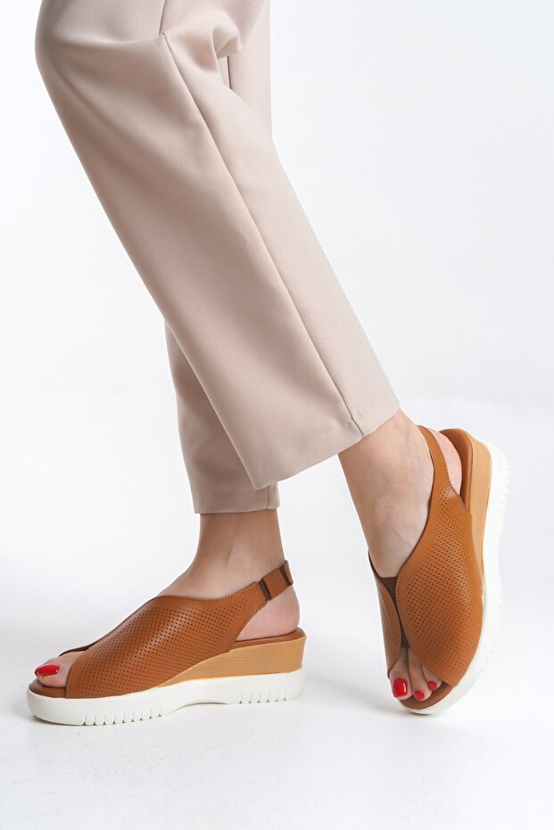 Taba Genuine Leather Padded Heel Orthopedic Sole Women's Sandals Tmd2025651