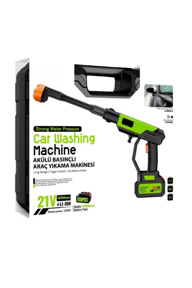21V 12.000 mAh Turbo Kablosuz Akülü Basınçlı Yıkama Tabancası – Araç, Motor Cam & Bahçe 62 Bar - 2