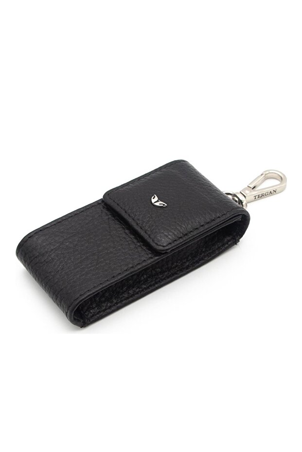 Black Leather Unisex Keychain - S1An00000095-A41