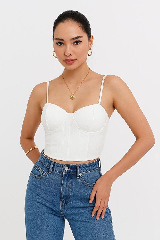 Askılı Ottoman Crop Büstiyer - 2