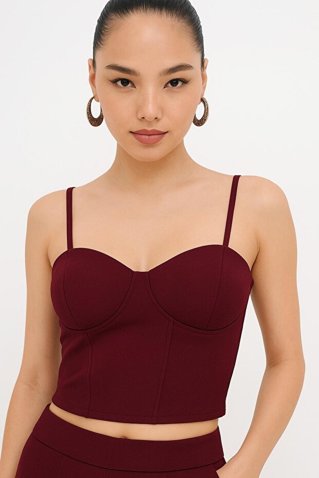 Askılı Ottoman Crop Büstiyer - 2