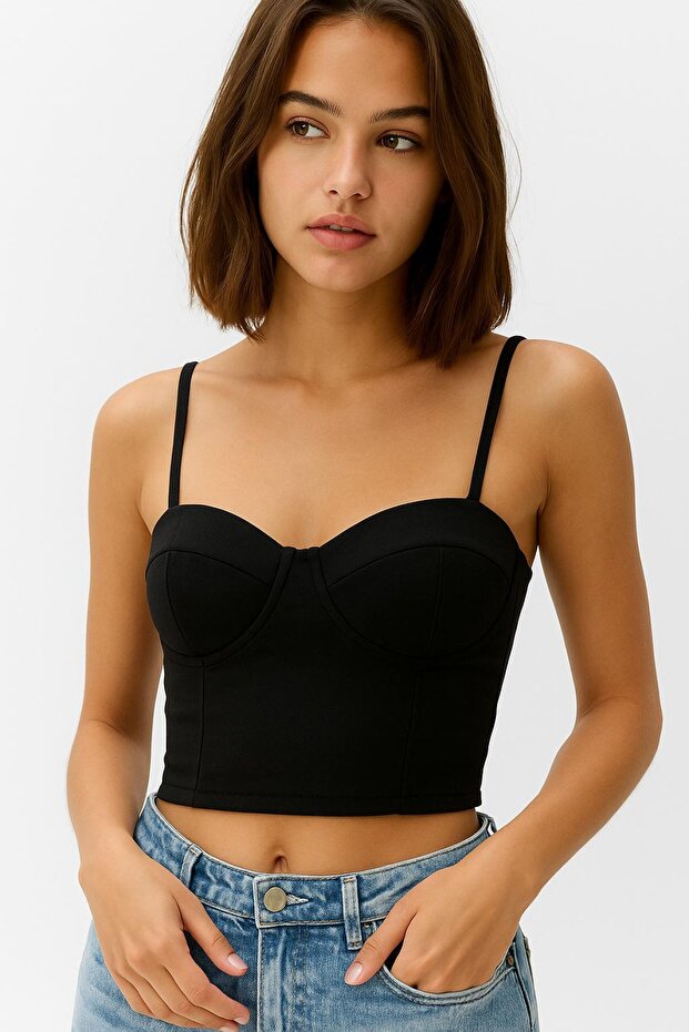 Askılı Ottoman Crop Büstiyer - 1