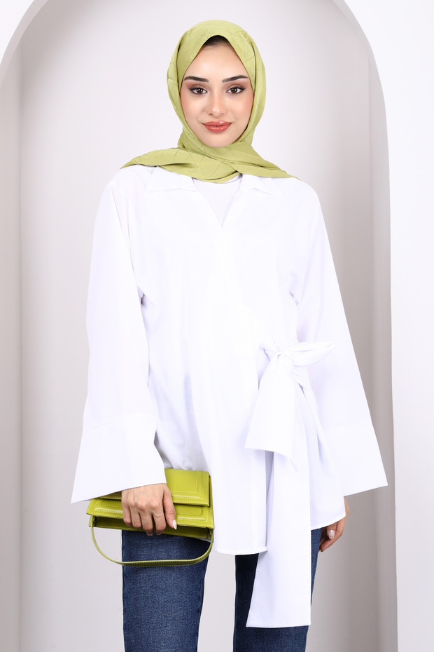 White Side Tie Kimono