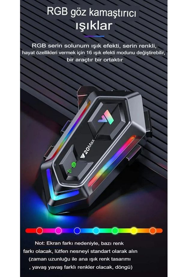 Y20 Interkom Cihazı RGB Işık + 5.3 Bluetooth Motosiklet Intercom Interkom İnterkom - 4