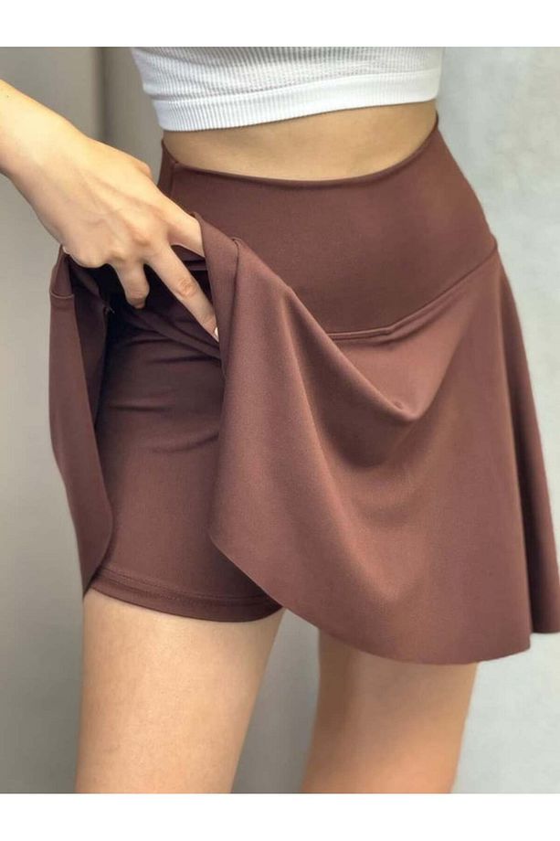 Yüksek Bel Volanlı Şortlu Spor Etek Deniz Şortu Skirt With Shorts - 1