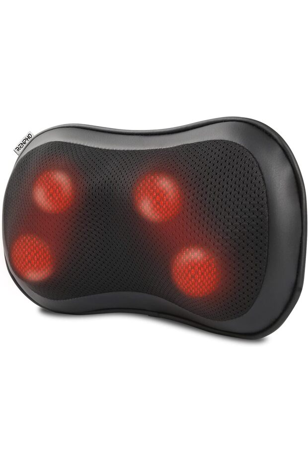 Back Massager with Heat, Ultra Slim Shiatsu Lower Back Neck Massage Pillow, 3-Speeds with Net