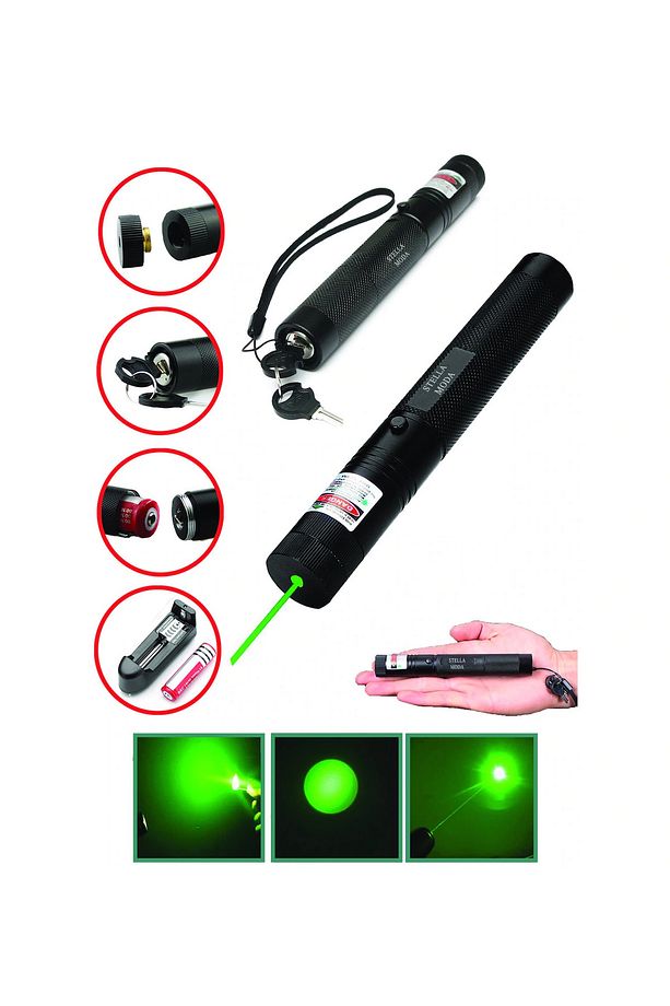 Yeşil Lazer Pointer 100 Mw, Şarjlı, Çok Renkli, Güçlü ve Taşınabilir - 2