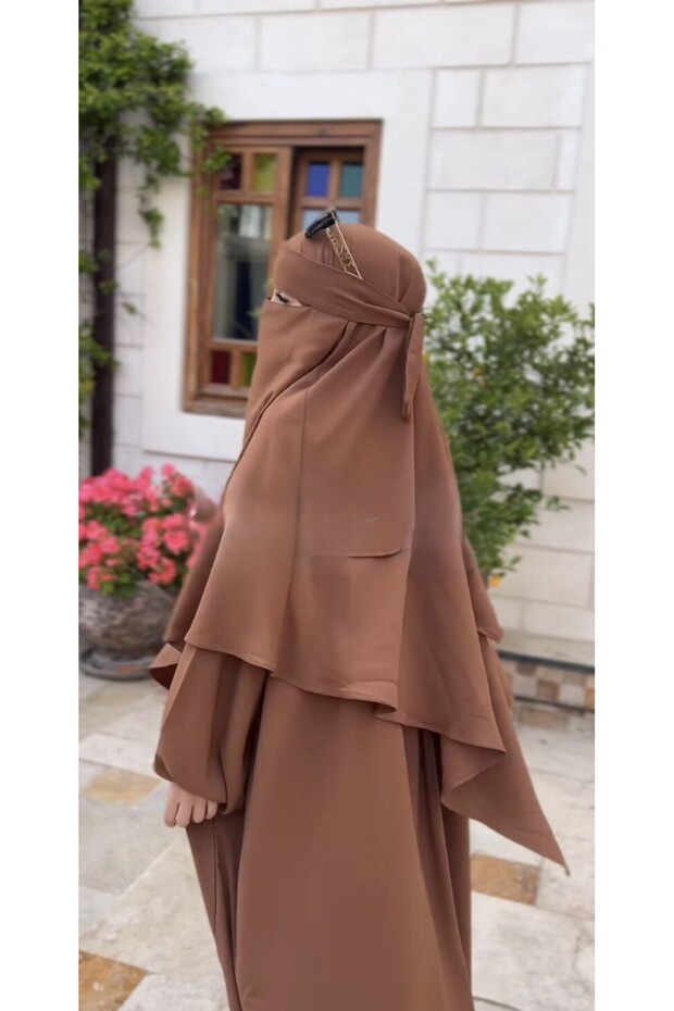 Ferace Hijab Hajj Umrah 3 Piece Dress Souffle Veil Modern Loose Hajj Umrah Standard Azalea Set