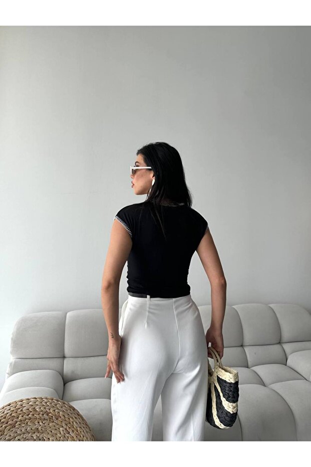 بلوزة بخياطة راعي بحزام سميك - 3