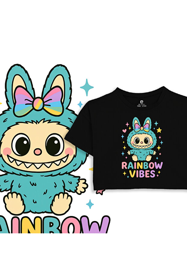 Labubu Printed Kids Crop Tshirt