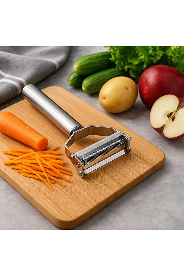 Stainless Steel Vegetable Peeler – Kitchen Tool with Julienne, Slicer and Peeler Blades
