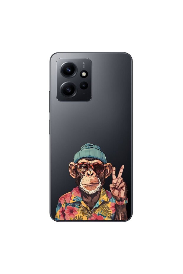 Xiaomi Redmi Note 12 Compatible Transparent Case with Cool Monkey Design