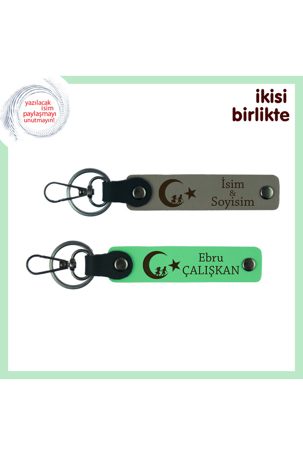 Child and Crescent Star Name Writable Keychain, Ash Gray-Green, Proud Gift for Graduated Lawyer
