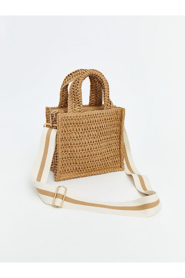 حقيبة كتف نسائية من القش بحزام قابل للتعديل من LCW ACCESSORIES