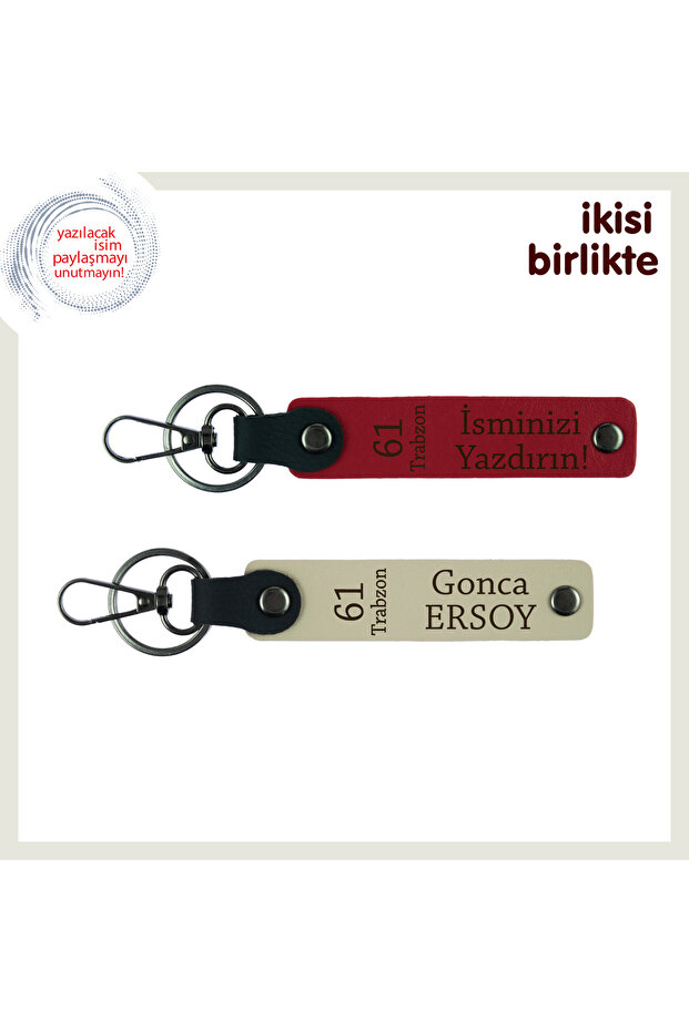 To a Friend Who Grew up Together, Set of 61 Trabzon Patterned Keychains, Red-Milk Coffee