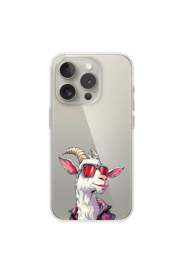 حافظة شفافة متوافقة مع هاتف iPhone 14 Pro Max بتصميم Cool Goat