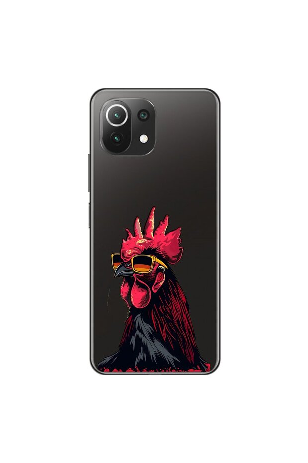Xiaomi Mi 11 Lite Compatible Transparent Case with Cool Rooster Design