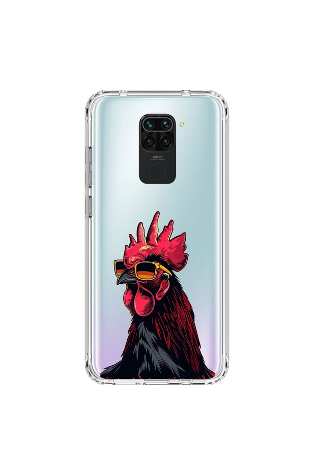 حافظة شفافة متوافقة مع هاتف Xiaomi Redmi Note 9 مع تصميم Cool Rooster
