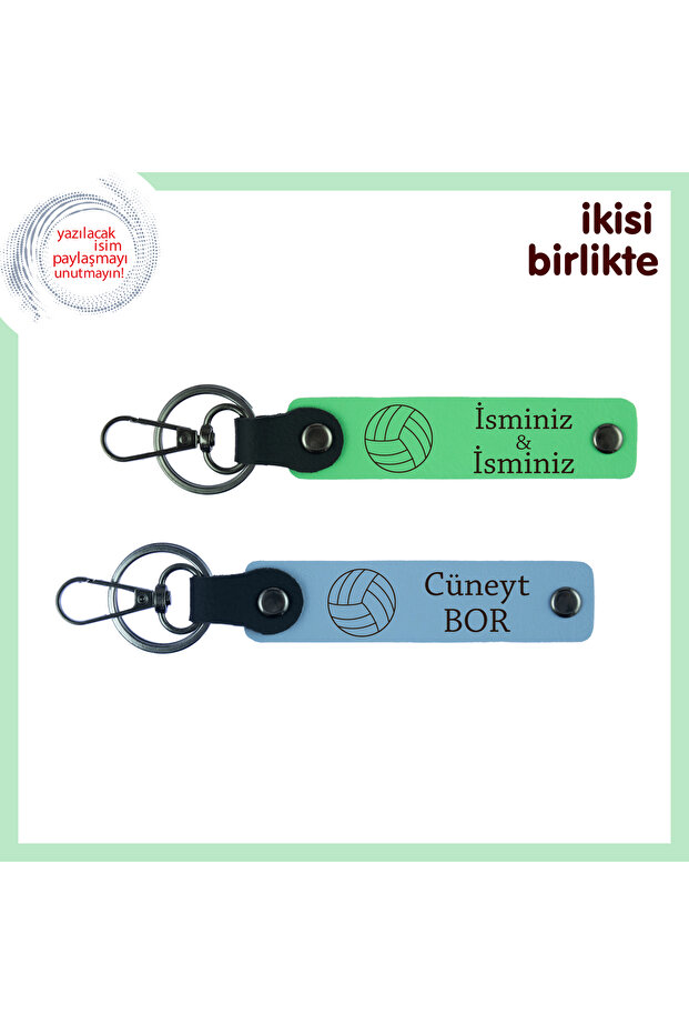 Volleyball Ball Personal Keychain Team, Pistachio Green-Sky Blue, for Those Who Carry the Game Plan