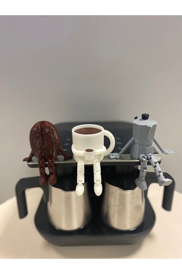 Kahve Köşesi - 3'lü Ayaklı Kahve Köşesi Takımı - Moka Pot - Bardak - Kahve Çekirdeği - 3